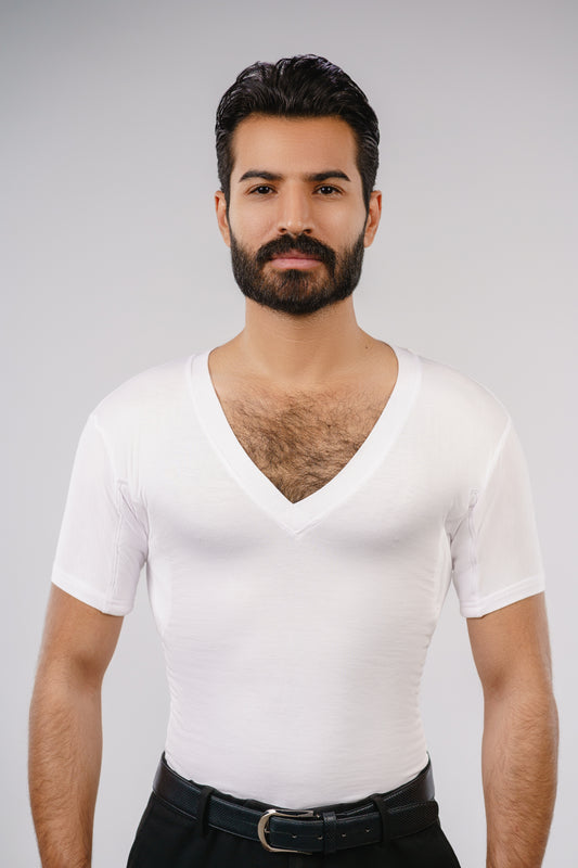 White Deep V Neck Hydro Shield